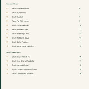 Actual PDF page 3 from A Taste of Syria: Contents, page 1.