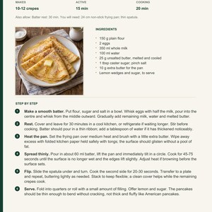 Actual PDF page 29 from A Taste of France: Thin Butter Crepes recipe page.