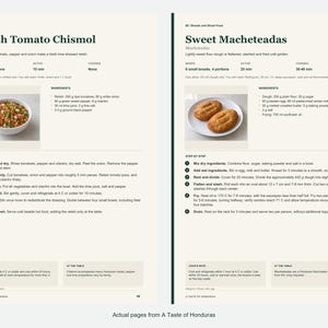 Two actual recipe pages from A Taste of Honduras.