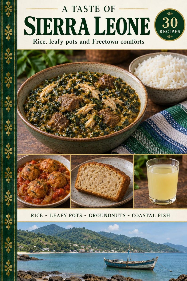 Actual cover of the A Taste of Sierra Leone PDF cookbook.