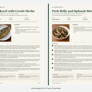 Two actual recipe pages from A Taste of Seychelles.