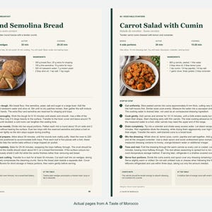 Two actual recipe pages from A Taste of Morocco.
