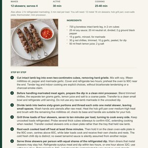 Actual PDF page 13 from A Taste of Timor-Leste: Lamb Satay with Lemon Chilli Dip recipe page.