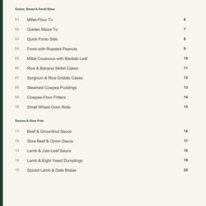 Actual PDF page 3 from A Taste of Mali: Contents, page 1.