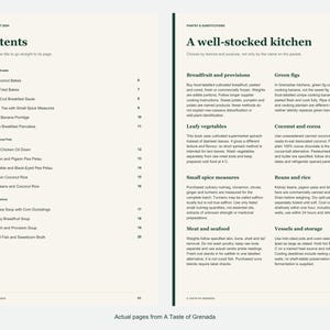 Actual contents and kitchen-notes pages from A Taste of Grenada.
