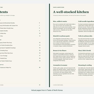Actual contents and kitchen-notes pages from A Taste of North Korea.