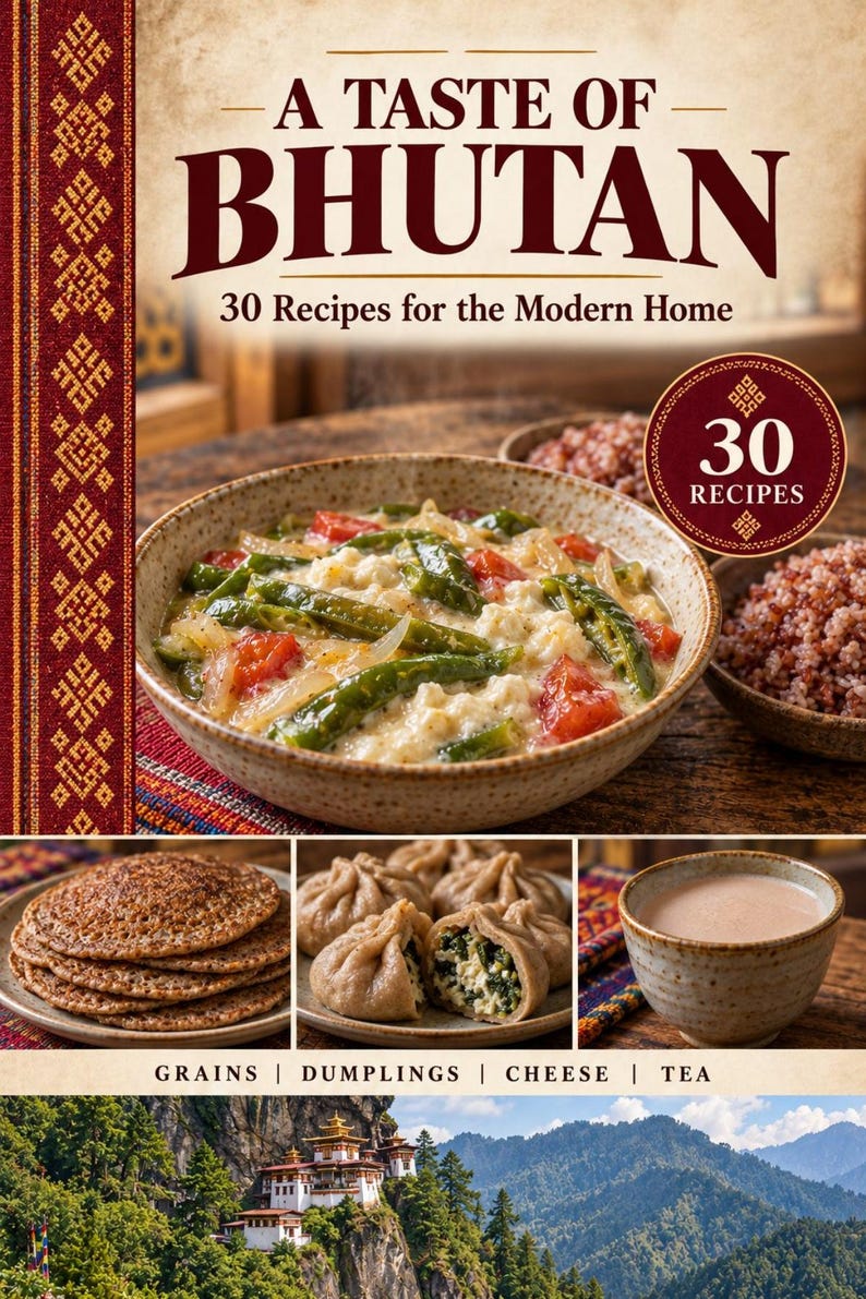 Actual cover of the A Taste of Bhutan PDF cookbook.