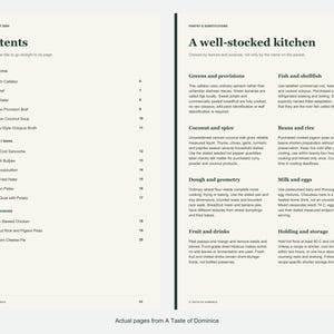 Actual contents and kitchen-notes pages from A Taste of Dominica.