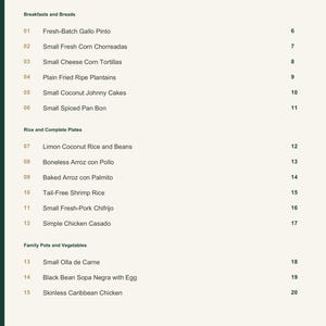 Actual PDF page 3 from A Taste of Costa Rica: Contents, page 1.