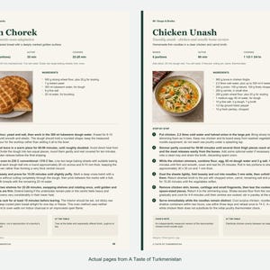 Two actual recipe pages from A Taste of Turkmenistan.