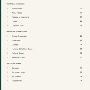Actual PDF page 4 from A Taste of Bolivia: Contents, page 2.