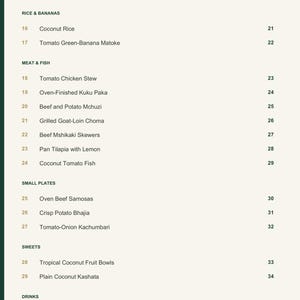 Actual PDF page 4 from A Taste of Kenya: Contents, page 2.