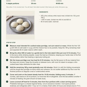 Actual PDF page 6 from A Taste of Botswana: Phaletshe Maize Porridge recipe page.