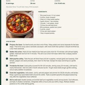 Actual PDF page 6 from A Taste of Hungary: Beef Goulash Soup recipe page.