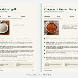 Two actual recipe pages from A Taste of South Sudan.