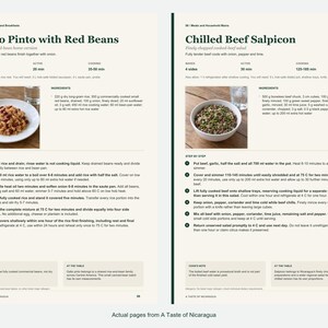 Two actual recipe pages from A Taste of Nicaragua.