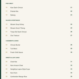 Actual PDF page 4 from A Taste of Cambodia: Contents, page 2.