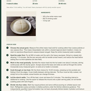 Actual PDF page 6 from A Taste of Burundi: White Maize Ubugali recipe page.