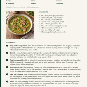 Actual PDF page 6 from A Taste of Netherlands: Split Pea & Sausage Soup recipe page.