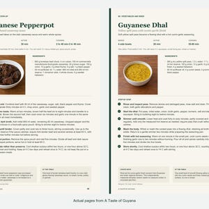 Two actual recipe pages from A Taste of Guyana.