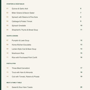 Actual PDF page 3 from A Taste of Andorra: Contents, page 1.