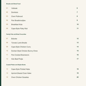 Actual PDF page 3 from A Taste of South Africa: Contents, page 1.