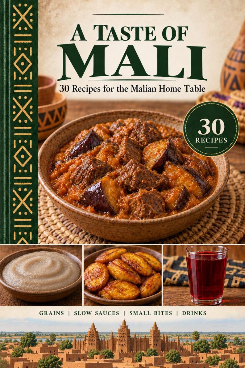 Actual cover of the A Taste of Mali PDF cookbook.