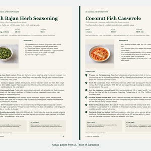 Two actual recipe pages from A Taste of Barbados.