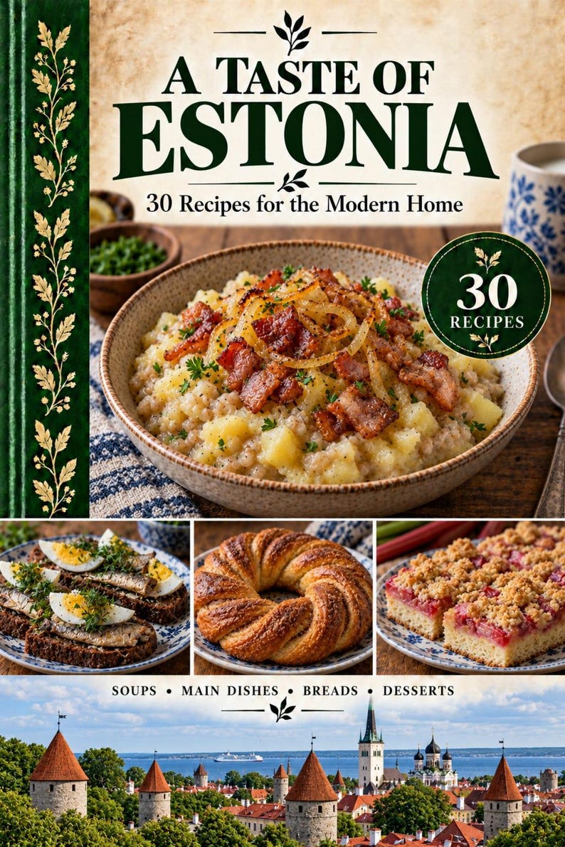 Actual cover of the A Taste of Estonia PDF cookbook.