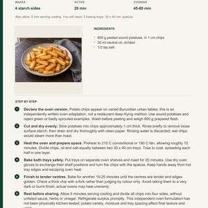 Actual PDF page 13 from A Taste of Burundi: Oven Potato Chips recipe page.