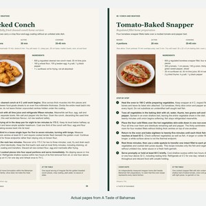 Two actual recipe pages from A Taste of Bahamas.