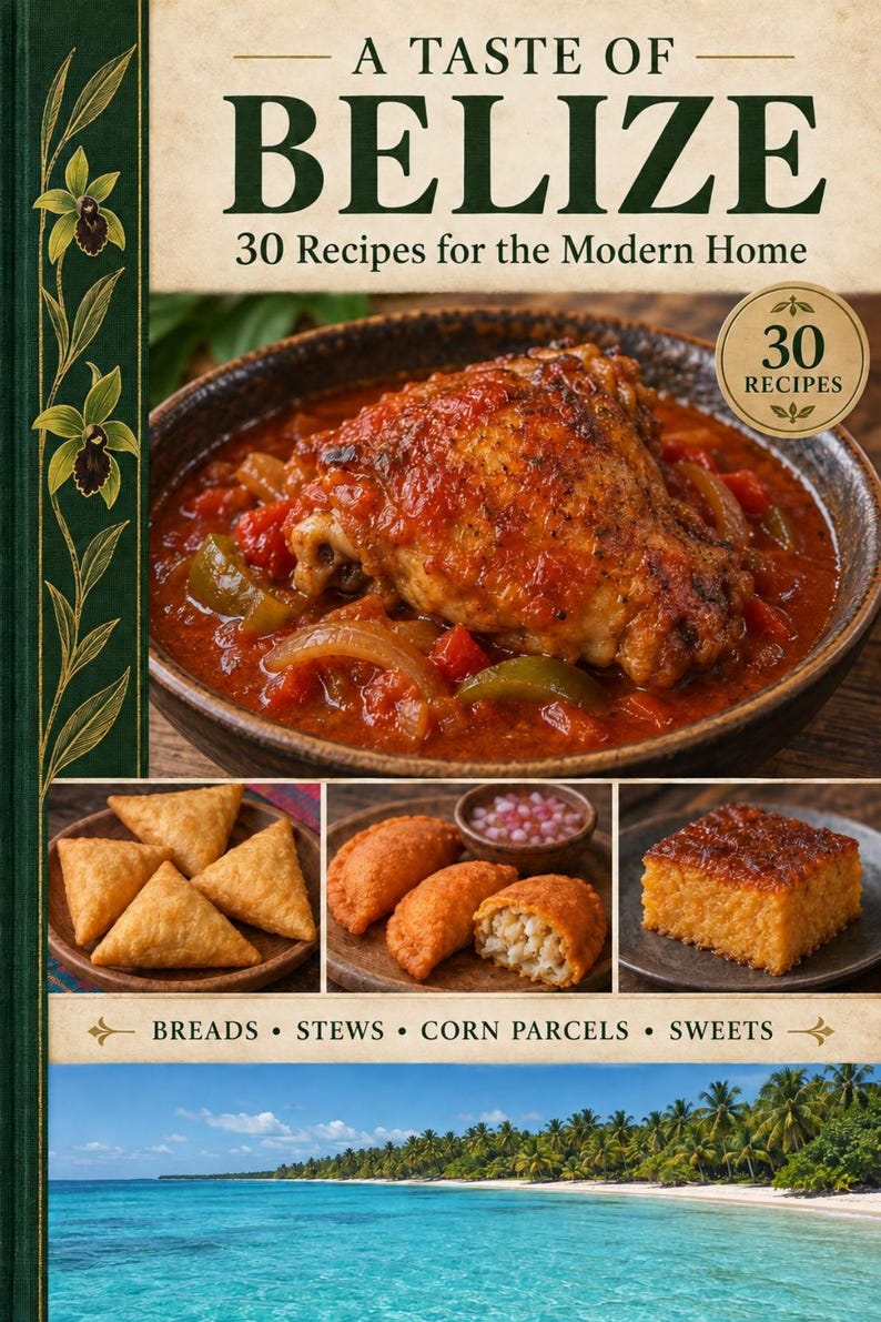 Actual cover of the A Taste of Belize PDF cookbook.