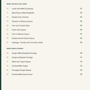 Actual PDF page 4 from A Taste of Burkina Faso: Contents, page 2.