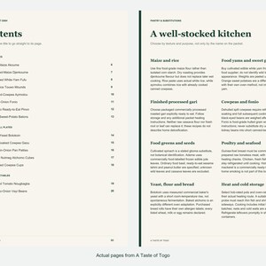 Actual contents and kitchen-notes pages from A Taste of Togo.