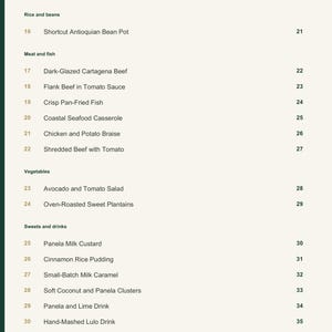 Actual PDF page 4 from A Taste of Colombia: Contents, page 2.