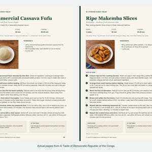 Two actual recipe pages from A Taste of Democratic Republic of the Congo.