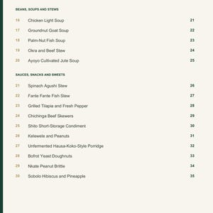 Actual PDF page 4 from A Taste of Ghana: Contents, page 2.