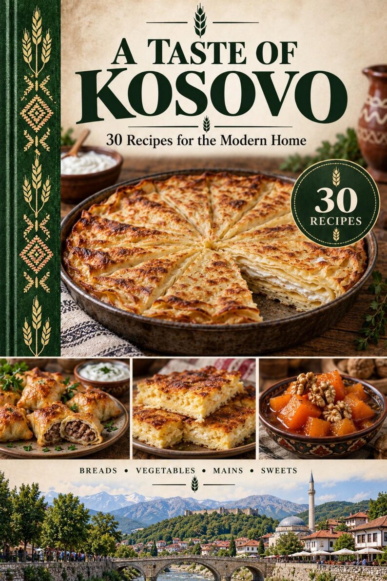 Actual cover of the A Taste of Kosovo PDF cookbook.