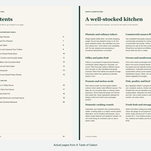 Actual contents and kitchen-notes pages from A Taste of Gabon.