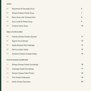 Actual PDF page 3 from A Taste of Slovakia: Contents, page 1.