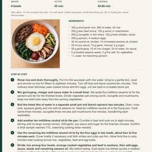 Actual PDF page 6 from A Taste of South Korea: Beef & Vegetable Rice Bowls recipe page.