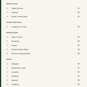 Actual PDF page 4 from A Taste of Jordan: Contents, page 2.