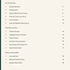 Actual PDF page 3 from A Taste of Gambia: Contents, page 1.