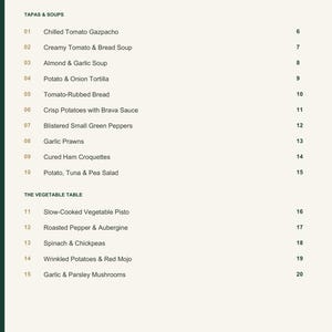 Actual PDF page 3 from A Taste of Spain: Contents, page 1.