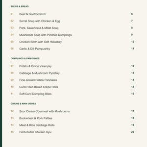 Actual PDF page 3 from A Taste of Ukraine: Contents, page 1.