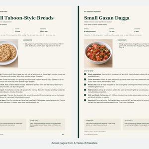 Two actual recipe pages from A Taste of Palestine.