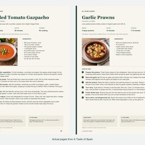 Two actual recipe pages from A Taste of Spain.