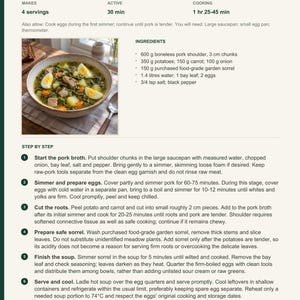 Actual PDF page 6 from A Taste of Latvia: Sorrel, Pork & Potato Soup recipe page.