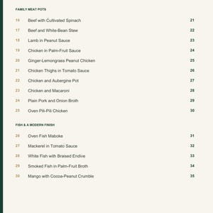 Actual PDF page 4 from A Taste of Congo: Contents, page 2.