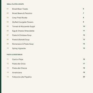 Actual PDF page 3 from A Taste of Vatican City: Contents, page 1.